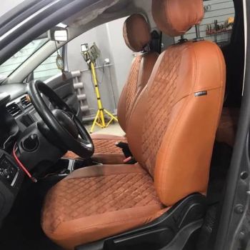 Авточехлы Автопилот коричневый алькантара Ромб